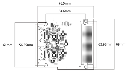 ADK-7622 dimension drawing, 76.5 mm by 69 mm