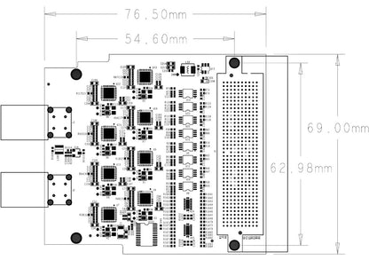 ADK-9530 FMC HPC module dimension diagram, 76.5 mm by 69 mm