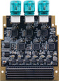 ADK-9540 12-channel FPD-Link III FMC HPC module front view with three Mini FAKRA connectors and FMC HPC connector