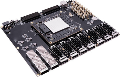 ADK-VU13G Virtex UltraScale+ FPGA development board, angled view