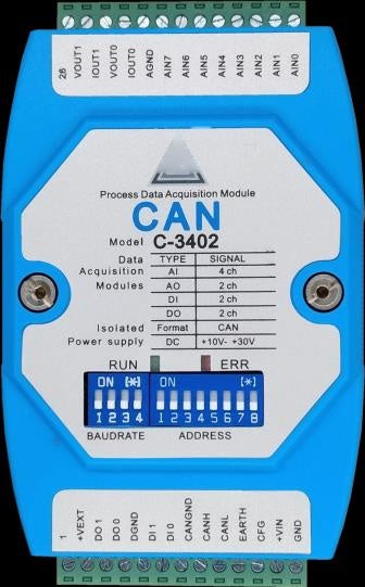 Mixed I/O Data Acquisition Module - 4-Ch Differential / 8-Ch Single-Ended Analog Input, 2-Ch Analog Output, Digital I/O (3402)